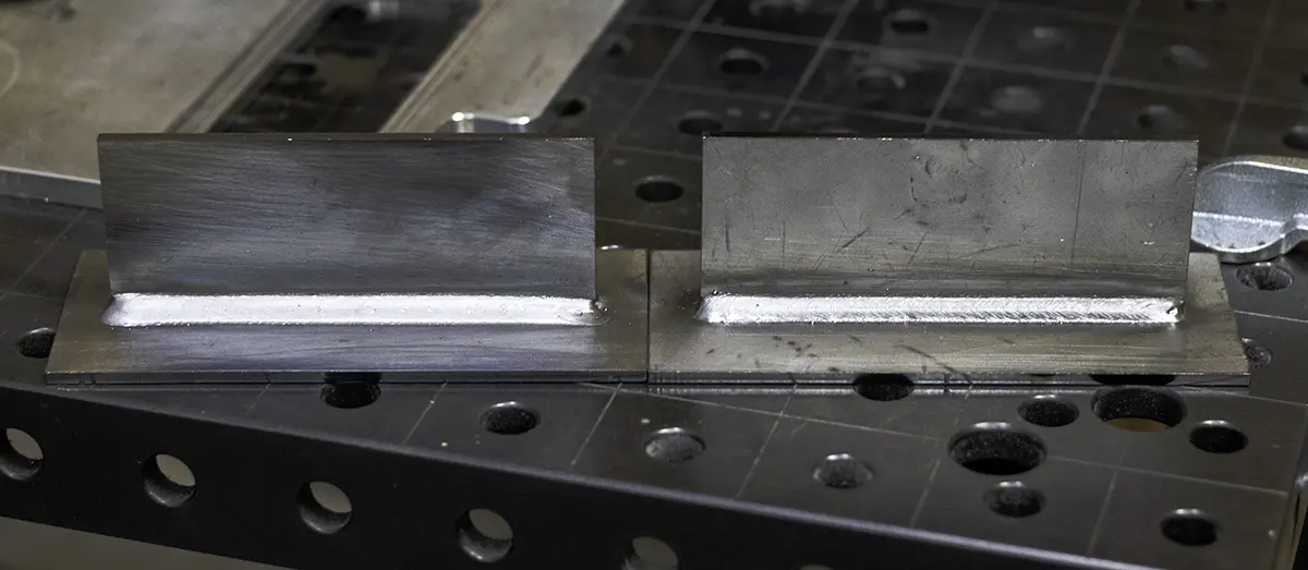 Maximizing Efficiency: Unleashing the Power of Cobots in MIG Welding 1 Test result side-by-side comparison of the two welded pieces