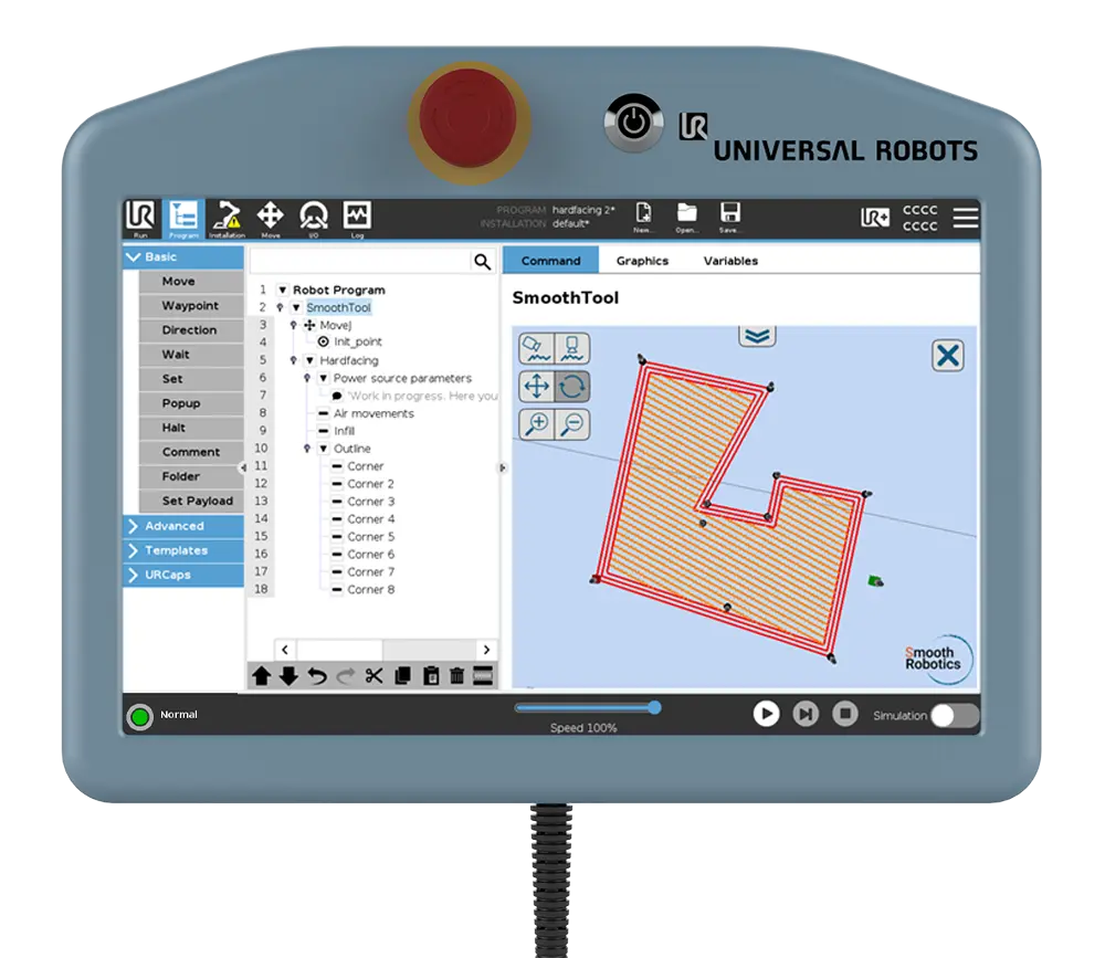 3d view of a hardface weld program 