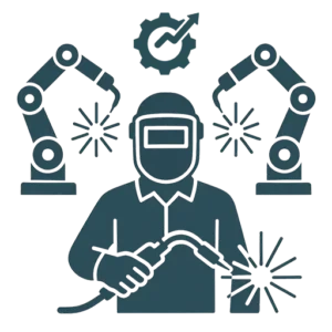 Icon showing welder productivity increase with cobots