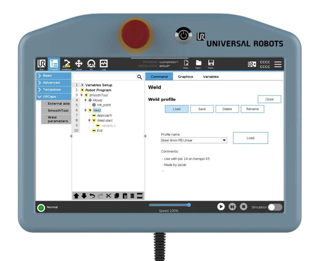 Feature Spotlight: Profile System 1 screenshot from SmoothTool showing the weld profile save/load page
