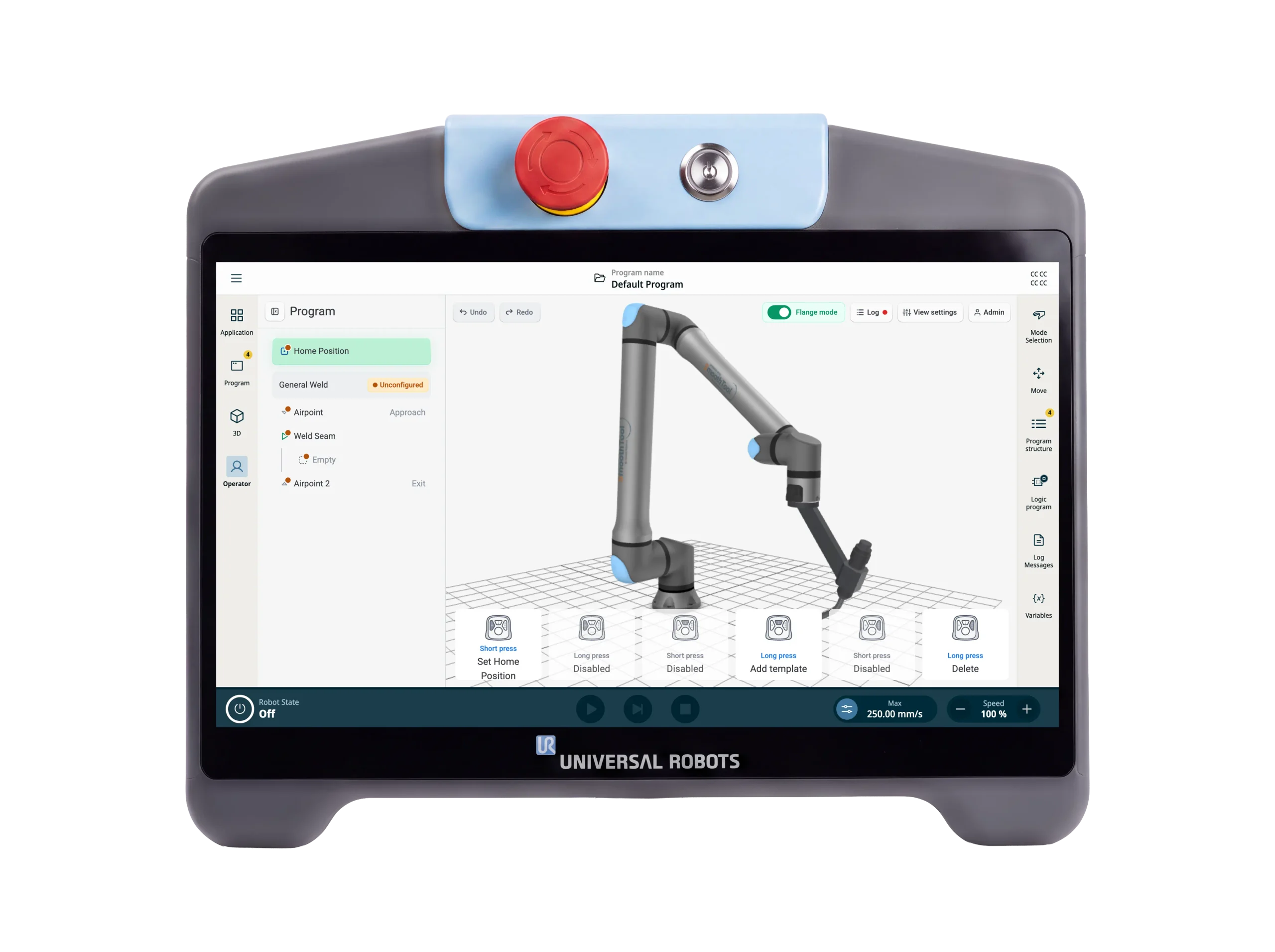 SmoothTool for PolyScope X shown on a TP7 Core teach pendant